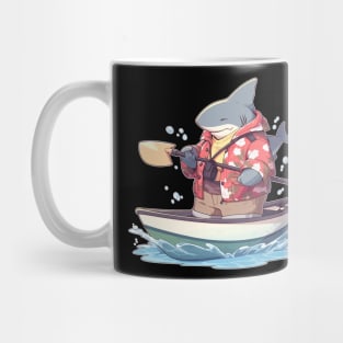 Super Cute Shark Standing in a Canoe Mug